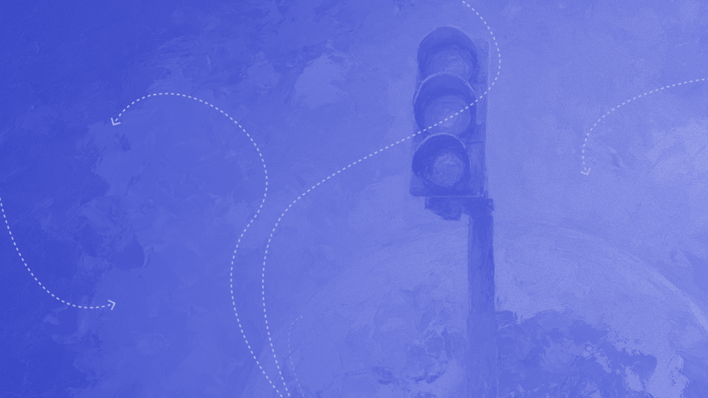 A painting style image of a stoplight